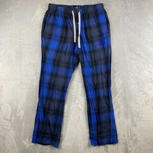 Psycho Bunny Pajama Pants Mens Small Blue Sleepwear Scotch Plaid Elastic Waist
